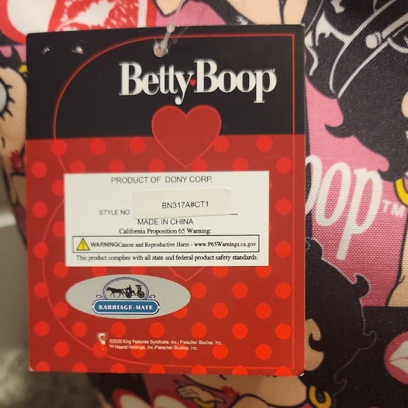 Betty Boop Black and Pink Floral Tote - Picture 3 of 14